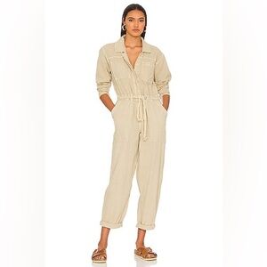 Free People Quinn Coveralls Jumpsuit in Thistle Seed/ cream Neutral - Size M NWT